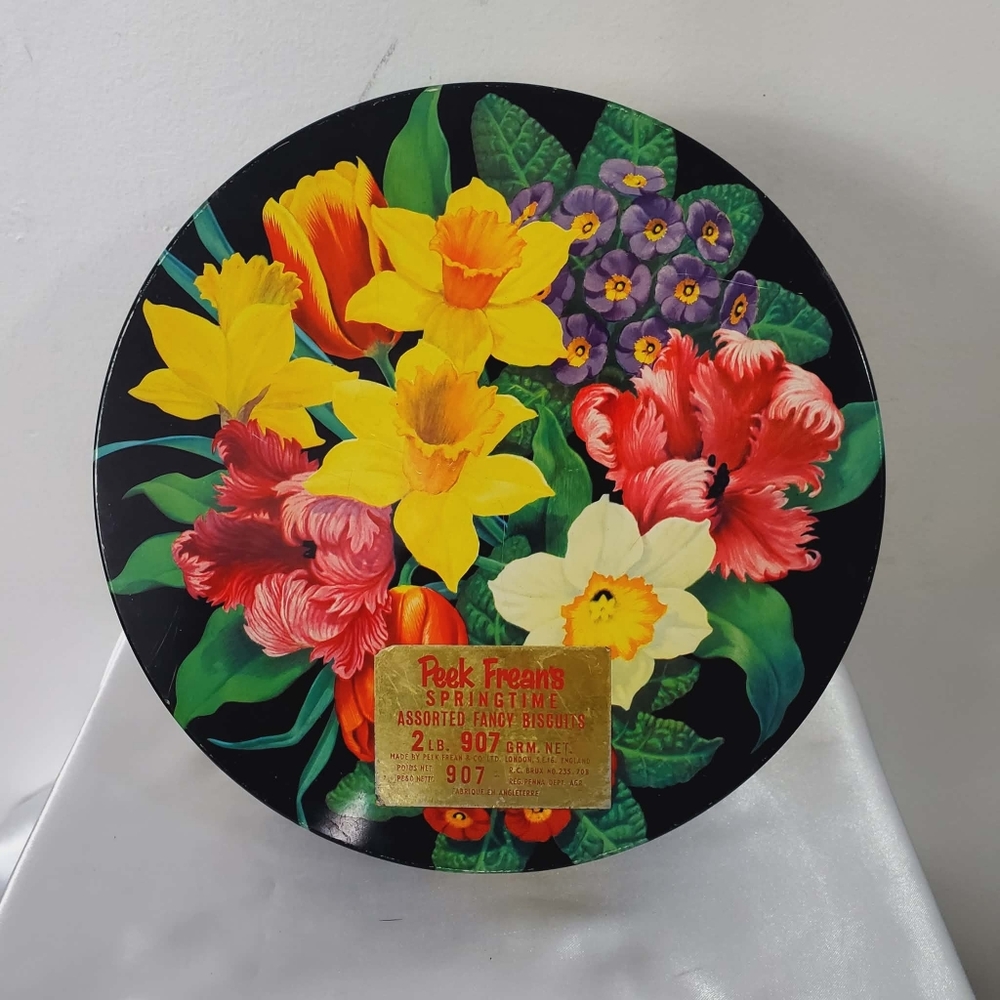 Floral Decorative Tin with Vibrant Flowers